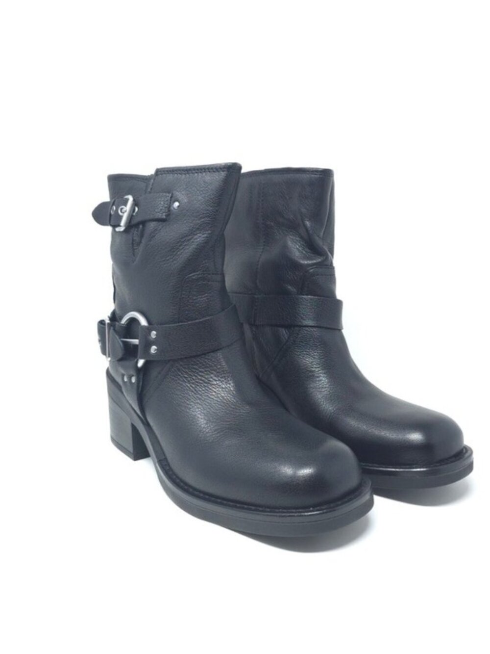 Kenneth Cole Stride Black Leather Motorcycle Boots Winter